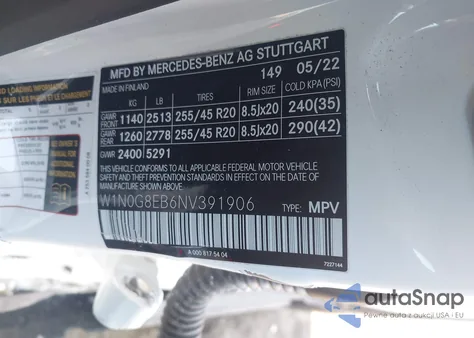 2022 Mercedes-Benz Glc 300 4Matic Suv z USA, uszkodzony, nr VIN W1N0G8EB6NV391906